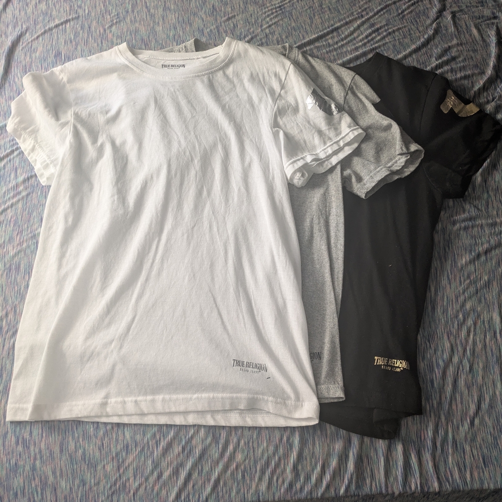True Religion Boy's T-Shirt Pack - White, Gray, Black